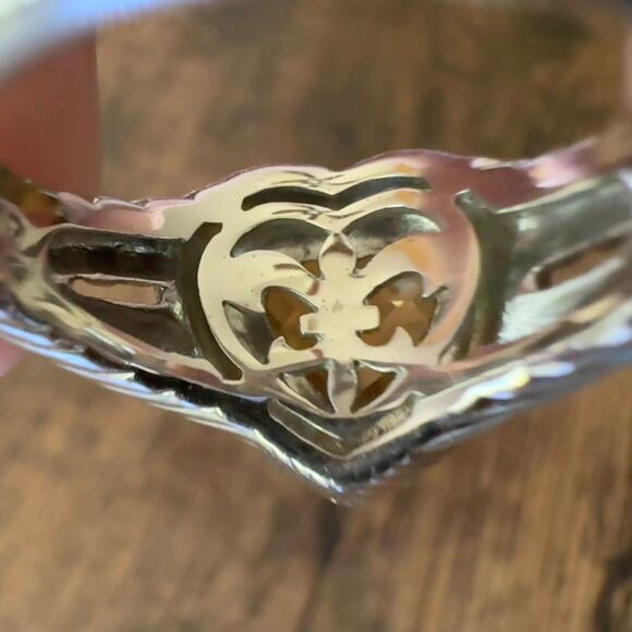 JUDITH RIPKA STERLING SILVER BRACELET w CITRINE HEART ENHANCER CHARM + RING Sz 8 - Picture 7 of 10